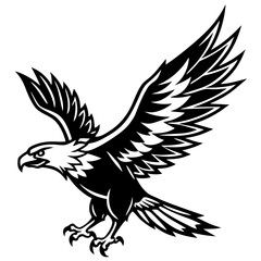 Obraz premium Majestic eagle in flight with wings spread wide silhouette