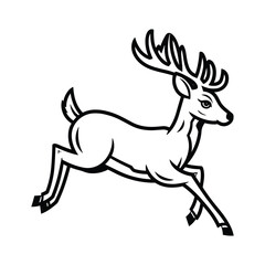Fototapeta premium Monochromatic Deer in Action Pose Illustration