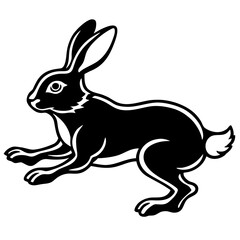 Obraz premium Dynamic black silhouette of a rabbit in mid leap