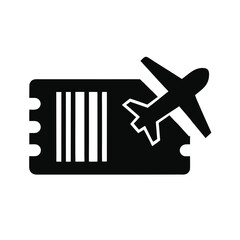 Airplane ticket with barcode silhouette for flight boarding travel and airport document