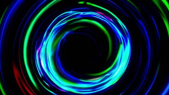 Vivid Spiral Light Patterns Creating Hypnotic Circular Motion in Bright Neon Colors for Creative Visual Projects