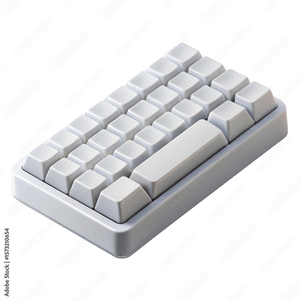 Poster 3d white compact keyboard isolated on transparent background