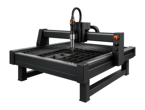 Automated plasma cutting table with a grid-style bed and high-speed torch for HVAC duct manufacturing