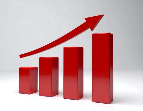Red bar graph with upward trend