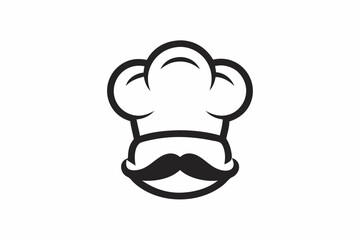 Chef hat with mustache logo cooking food