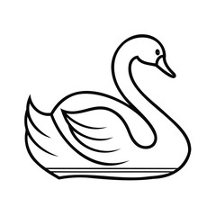Swan with curved lines a simple outline on bird waterfowl