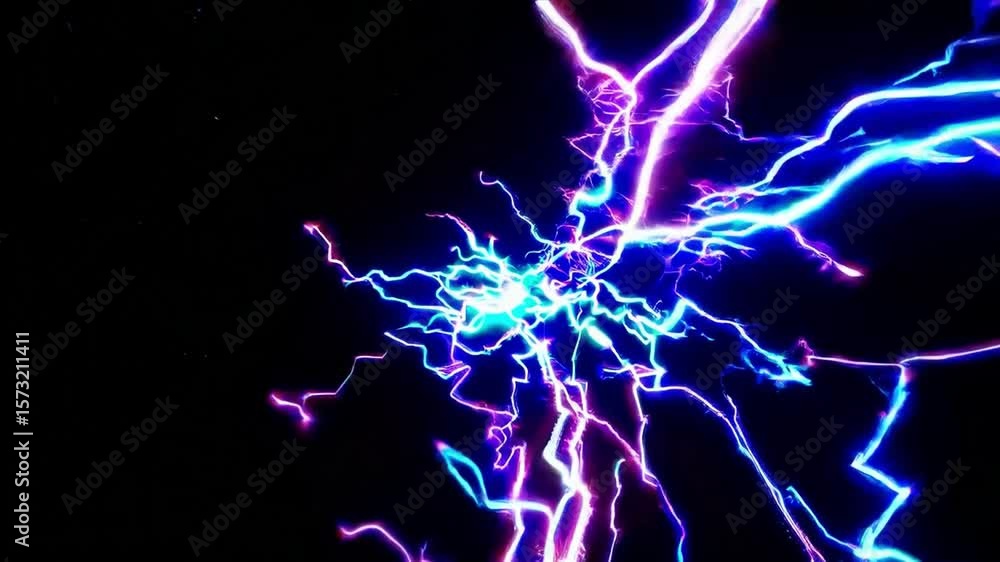 Aufkleber vibrant electric lightning display in dark background creating stunning visual effects for dynamic i