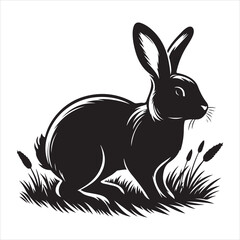 Obraz premium Silhouette vector of a rabbit standing on a white background
