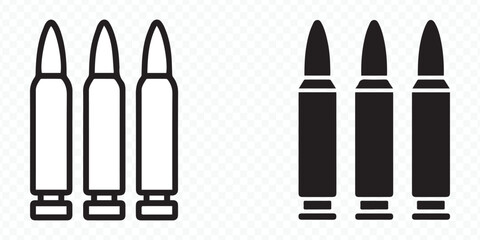 versatile bullet vector pack with outline and solid shapes for shooting, hunting, security, police and military design layouts