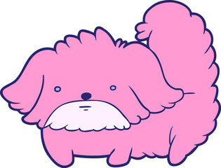 cute cartoon dog in bright neon color