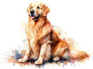 Golden Retriever Watercolor Portrait