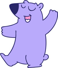hand drawn quirky cartoon bear in bright neon color