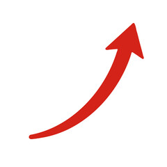 Red Curved Graph Icon Arrow Chart Symbol Showing Trend or Data Flow in Vector Design