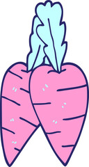cartoon doodle organic carrots in bright neon color