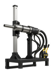 Pneumatic drilling rig with a modular design for easy transport and assembly in mine shafts.