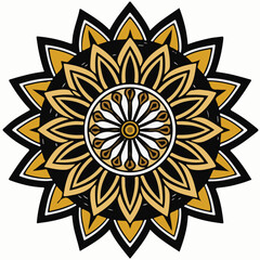 Abstract golden sun and star floral pattern