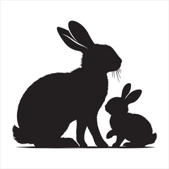 Obraz premium Silhouette vector of a rabbit standing on a white background