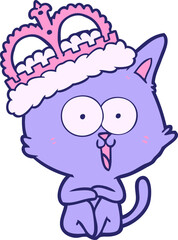 funny cartoon cat in bright neon color