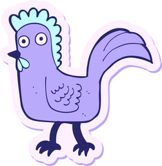 sticker of a cartoon chicken in bright neon color