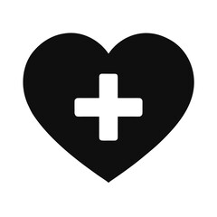 Fototapeta premium Silhouette of a heart with cross icon for medical care health emergency and hospital branding 