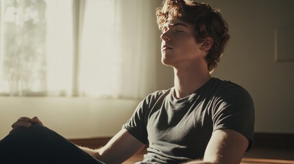 Young man resting indoor
