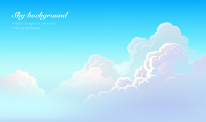 Horizontal version with blue sky and white clouds background