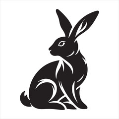 Silhouette vector of a rabbit standing on a white background