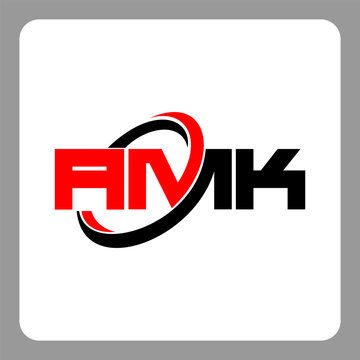 AMK logo. AMK letter. AMK letter logo design. Initials AMK logo linked with circle and uppercase monogram logo. Modern Red and Black Initials Logo for Corporate, AMK typography for technology, 