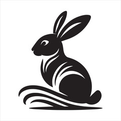 Silhouette vector of a rabbit standing on a white background