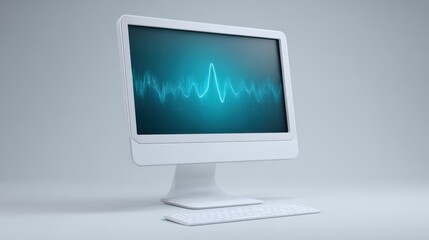 Fototapeta premium Modern Computer Display: Waveform, Technology, Data Analysis