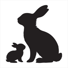 Silhouette vector of a rabbit standing on a white background