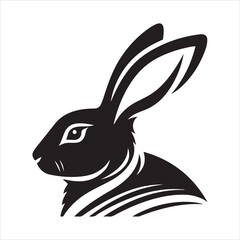 Silhouette vector of a rabbit standing on a white background