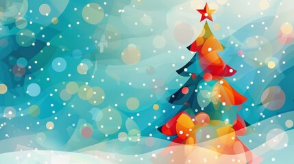 Stylized digital backdrop with abstract tree ornaments for seasonal themes