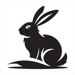 Silhouette vector of a rabbit standing on a white background