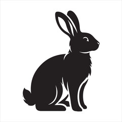 Silhouette vector of a rabbit standing on a white background