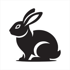 Silhouette vector of a rabbit standing on a white background