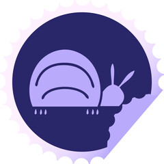 circular peeling sticker cartoon of a green bug in bright neon color