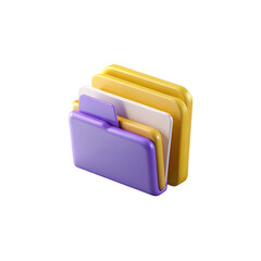 Purple and Yellow 3D Closed Folder Icon