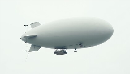White Airship Flying in Cloudy Sky
