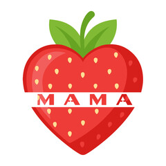 3D Shadow Box, 7 layers, strawberry heart with MAMA text and green leaves