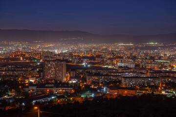 Naklejka premium Old soviet residential district Gldani at night. Tbilisi