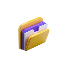 Purple and Yellow 3D Closed Folder Icon