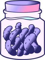 cartoon pickled gherkins in bright neon color