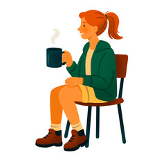 A Camper Having A Coffee Break