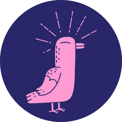 icon of a tattoo style seagull bird in bright neon color
