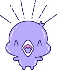 illustration of a traditional tattoo style singing chick in bright neon color