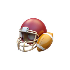 Brown and White 3D American Football Helmet and Ball Icon