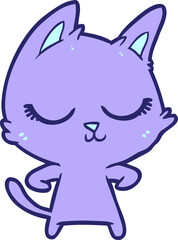 calm cartoon cat in bright neon color