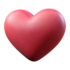A realistic 3d rendered red heart shape with a subtle texture on a white background