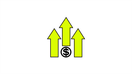 Dollar Symbol And Upward Arrows On Dollar rate increase icon